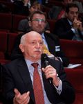 John Houston, from event host Kreab Gavin Anderson, poses a question to the panellists of Session 2  