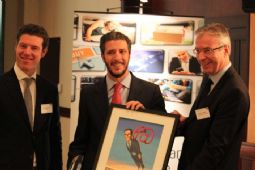 James Waterworth and Dieter Junghans presenting Pablo Arias Echeverria with the Contribution to E-Commerce in Europe Award 