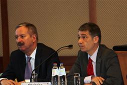 Transport Commissioner Siim Kallas and Christian Egenhofer from CEPS 